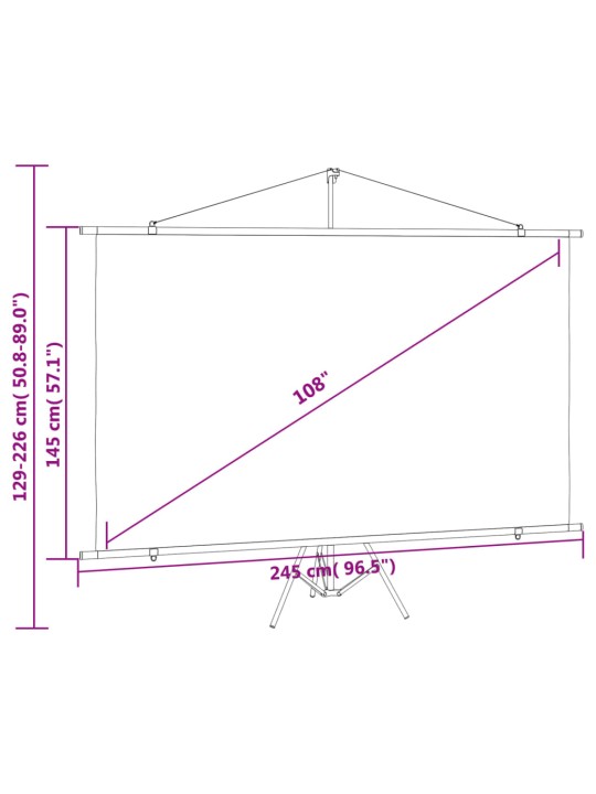 Projektori ekraan statiiviga, 108" 16:9