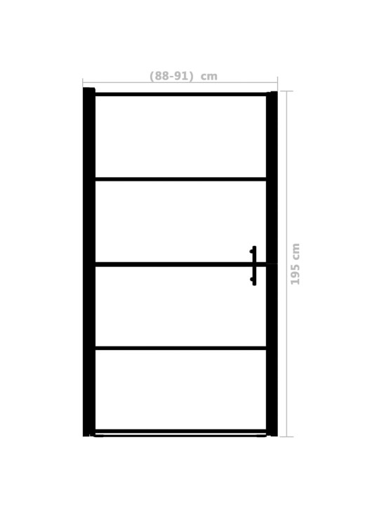 Dušinurga uks, karastatud mattklaas, 91 x 195 cm, must