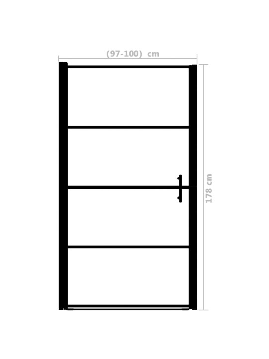 Dušinurga uks, karastatud mattklaas, 100 x 178 cm, must