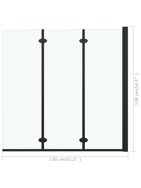 Volditav dušinurk kolme paneeliga, esg, 130 x 138 cm, must