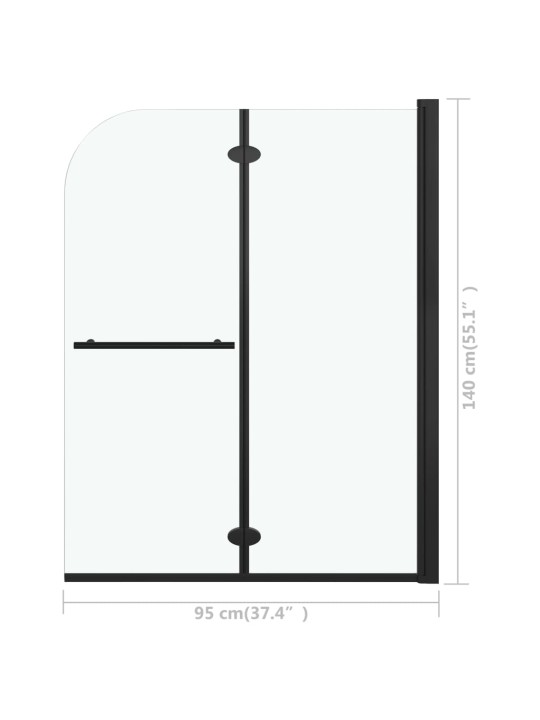 Volditav dušinurk kahe paneeliga, esg, 95 x 140 cm, must