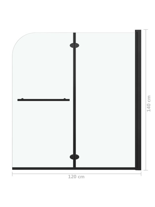 Volditav dušinurk kahe paneeliga, esg, 120 x 140 cm, must