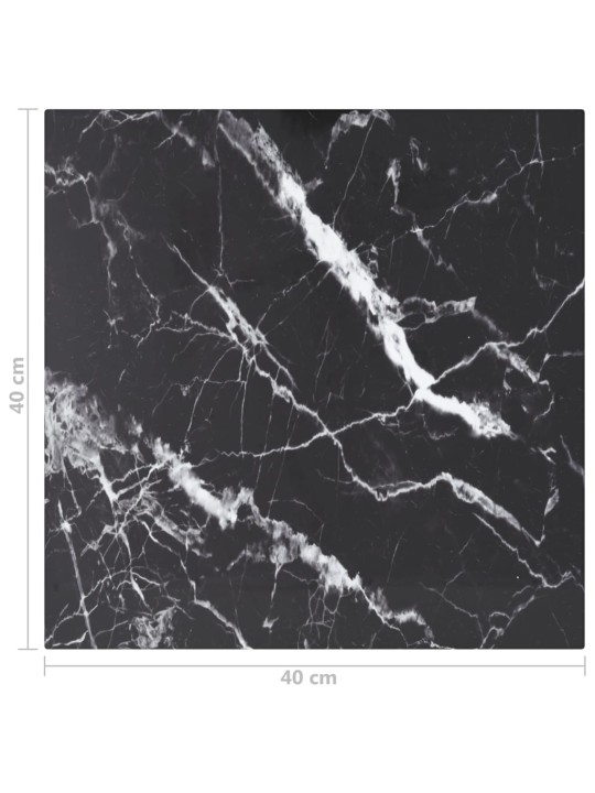 Lauaplaat, must 40x40 cm, 6 mm, karastatud klaas marmordisain