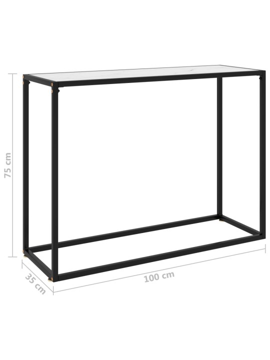 Konsoollaud, valge, 100 x 35 x 75 cm, karastatud klaas