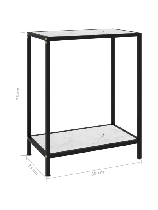 Konsoollaud, valge, 60 x 35 x 75 cm, karastatud klaas