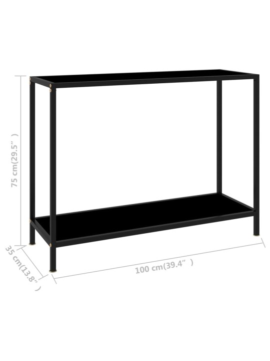 Konsoollaud, must, 100 x 35 x 75 cm, karastatud klaas