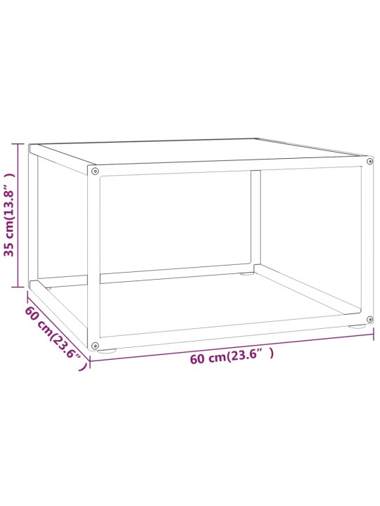 Kohvilaud, must, valge marmorklaasiga, 60 x 60 x 35 cm