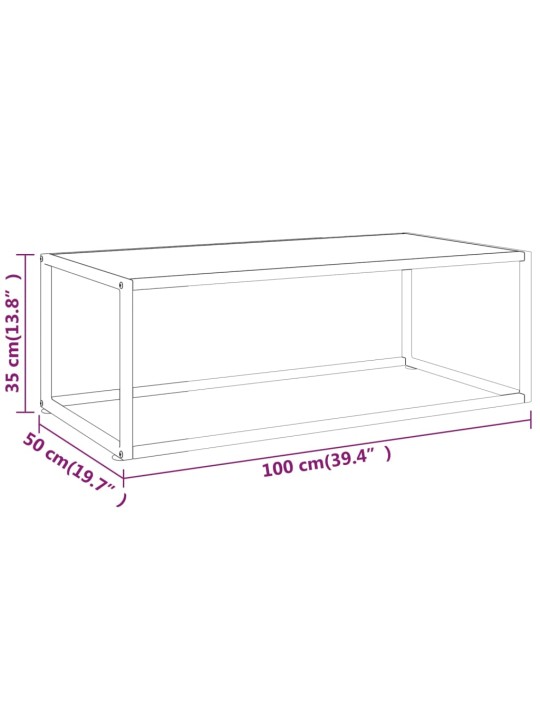 Kohvilaud, must, valge marmorklaas, 100 x 50 x 35 cm