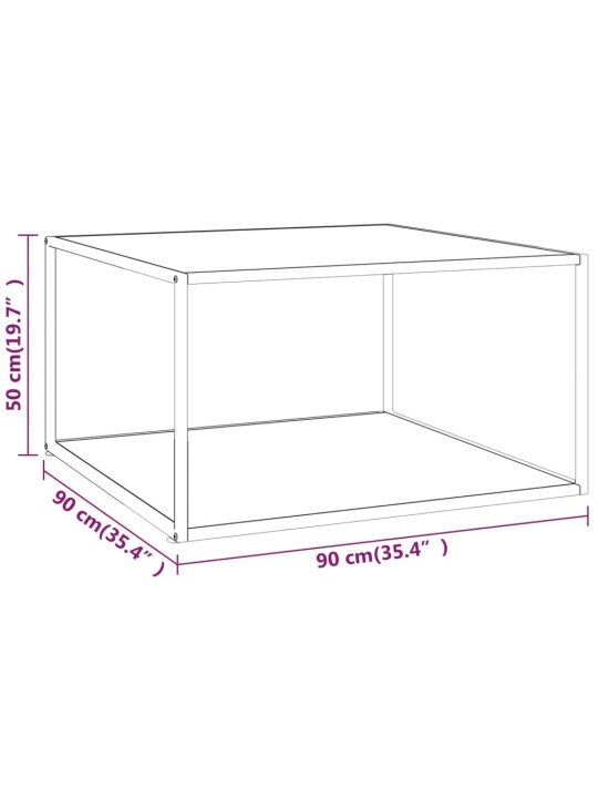 Kohvilaud, must, valge marmorklaasoga, 90 x 90 x 50 cm