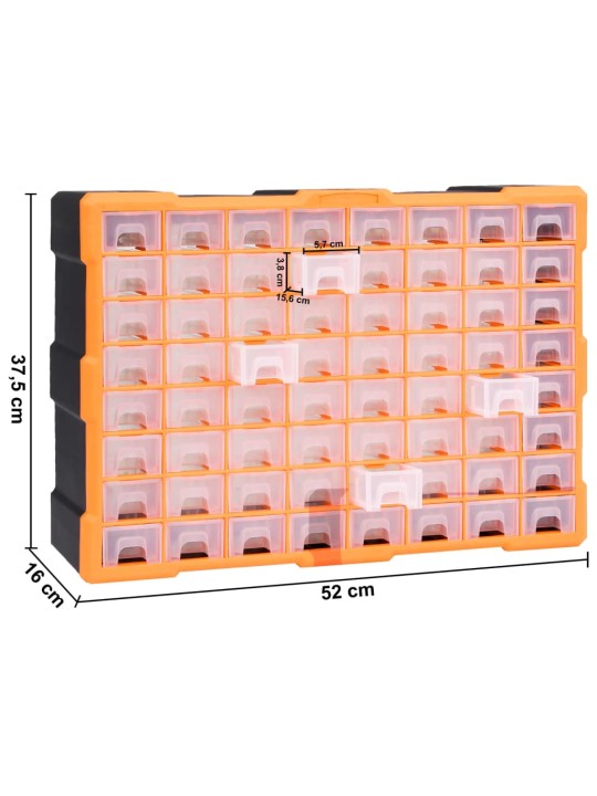 Mitme sahtliga organiseerija 64 sahtliga 52 x 16 x 37,5 cm