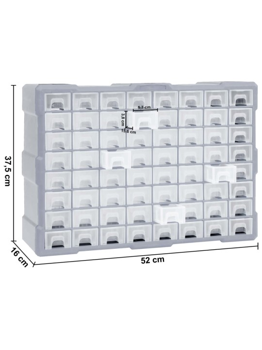 Mitme sahtliga organiseerija 64 sahtliga 52 x 16 x 37,5 cm