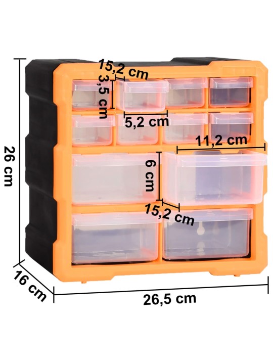 Mitme sahtliga organiseerija 12 sahtliga 2 tk 26,5 x 16 x 26 cm