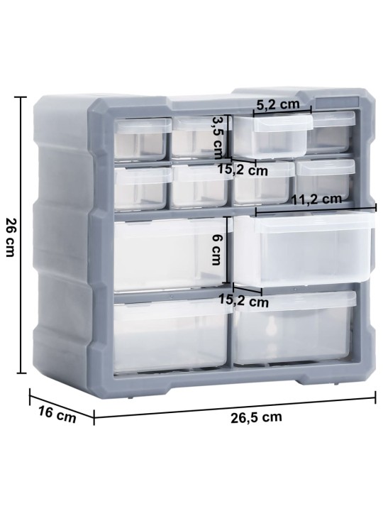 Mitme sahtliga organiseerija 12 sahtliga 2 tk 26,5 x 16 x 26 cm