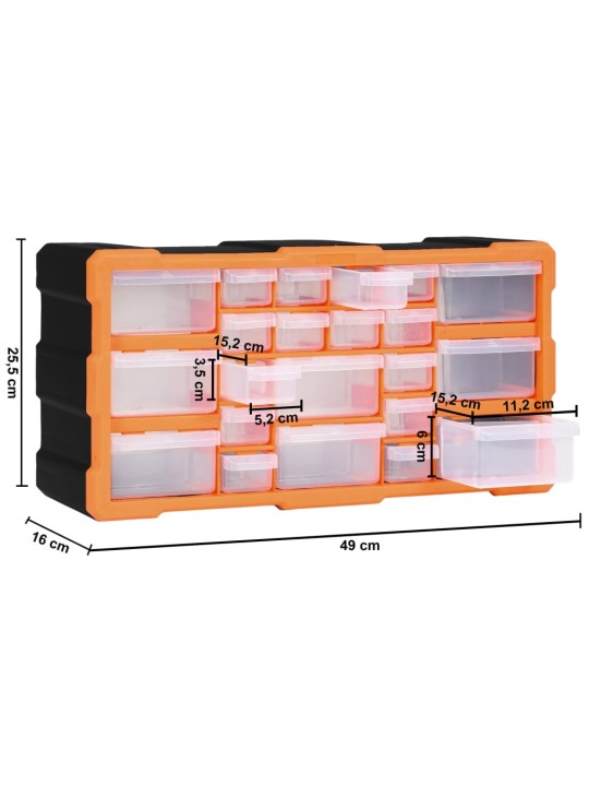 Mitme sahtliga organiseerija 22 sahtliga 49 x 16 x 25,5 cm