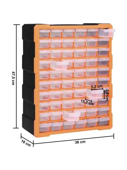 Mitme sahtliga organiseerija 60 sahtliga 38 x 16 x 47,5 cm