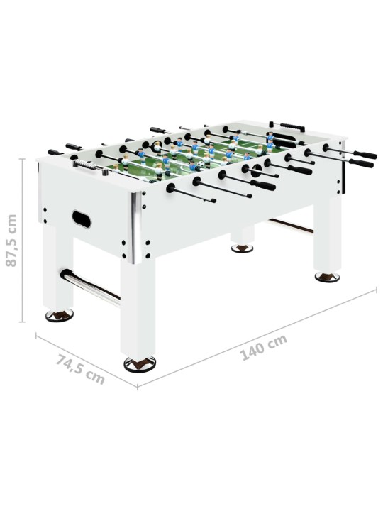 Lauajalgpalli laud, teras, 60 kg, 140 x 74,5 x 87,5 cm, valge