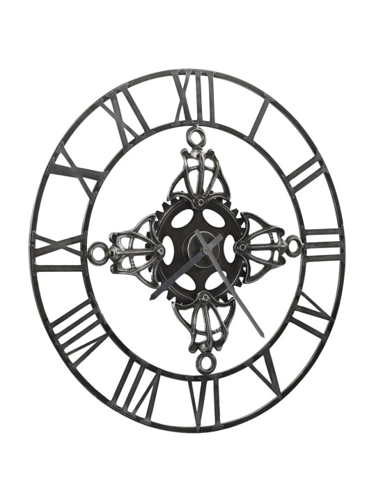 321457 wall clock silver 78 cm metal