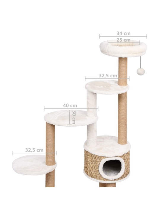 Kassimaja luksusliku padja ja kraapimispuuga, 148 cm mererohi