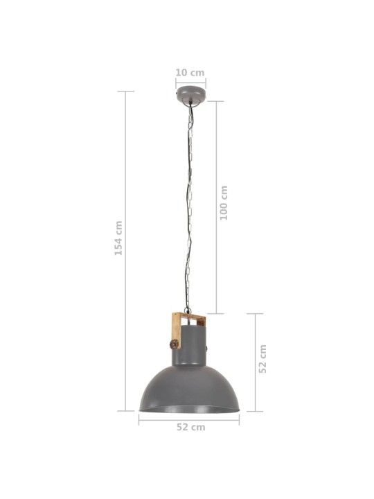 Tööstuslik laelamp 25 w hall, ümmargune, mangopuit 52 cm e27