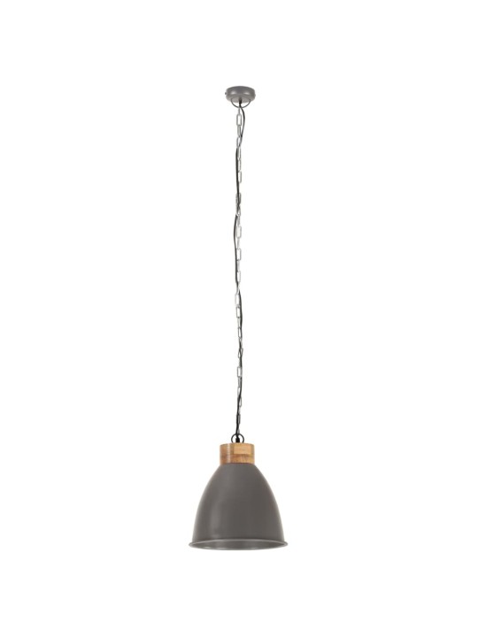 Tööstuslik laelamp, hall, raud ja täispuit, 35 cm, e27