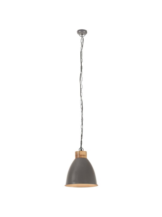 Tööstuslik laelamp, hall, raud ja täispuit, 35 cm, e27