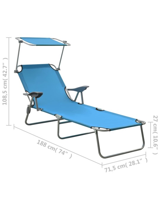 Lamamistool päikesevarjuga, teras, sinine