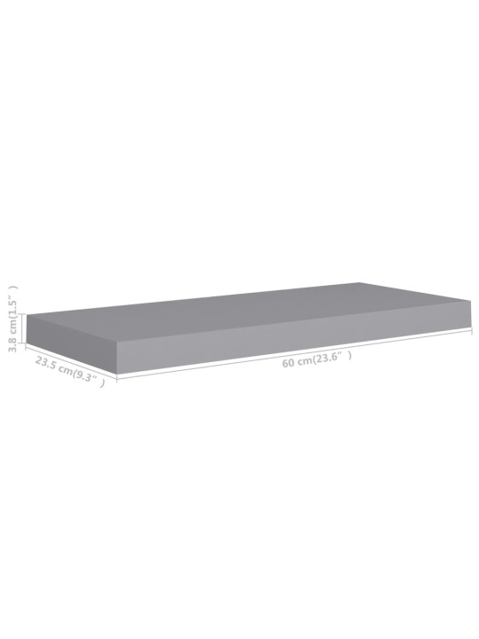 Seinariiulid, 2 tk, hall, 60 x 23,5 x 3,8 cm mdf