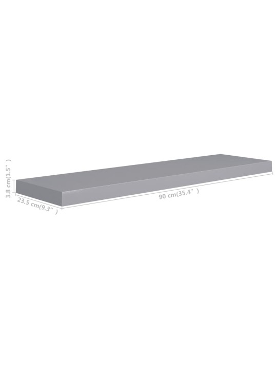 Seinariiulid, 2 tk, hall, 90 x 23,5 x 3,8 cm mdf