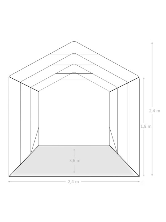 Telk-garaaž, pvc 2,4 x 3,6 m roheline