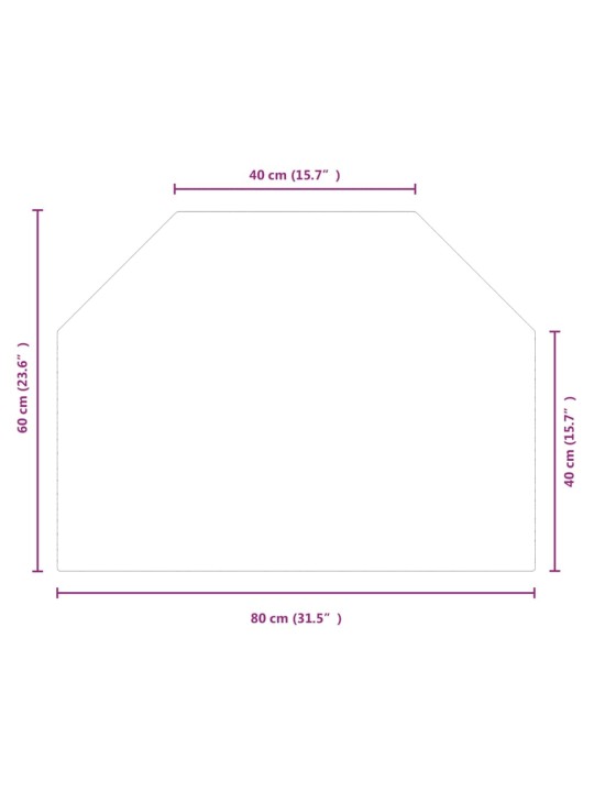 Kaminaesine klaasplaat, kuusnurk, 80x60 cm