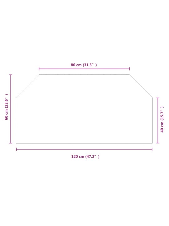 Kaminaesine klaasplaat, kuusnurk, 120x60 cm