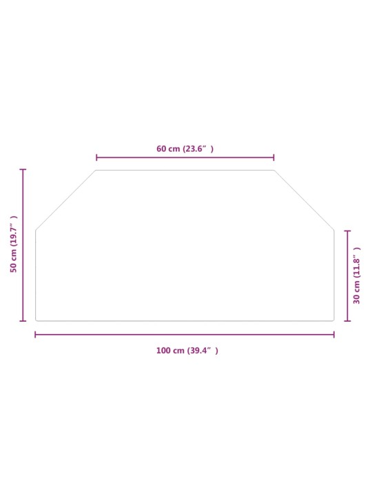 Kaminaesine klaasplaat, kuusnurk, 100x50 cm