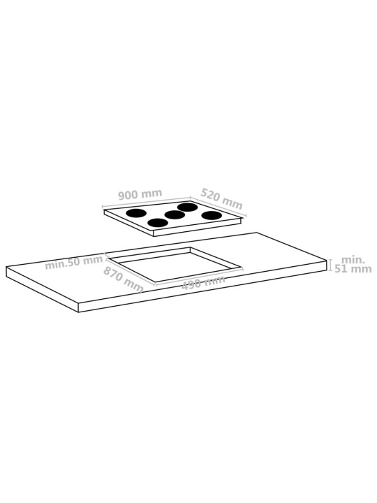 Keraamiline pliit 5 plaadiga, puutetundlik 90 cm, 8500 w