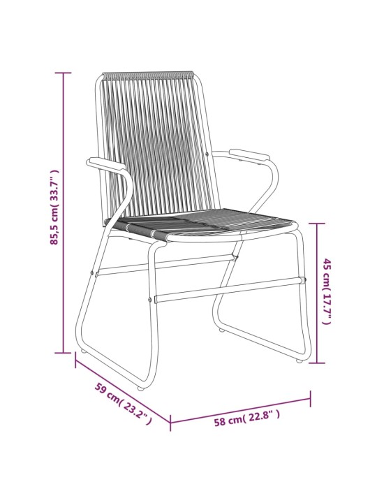 Aiatoolid 2 tk, must, 58 x 59 x 85,5 cm, pvc-rotang