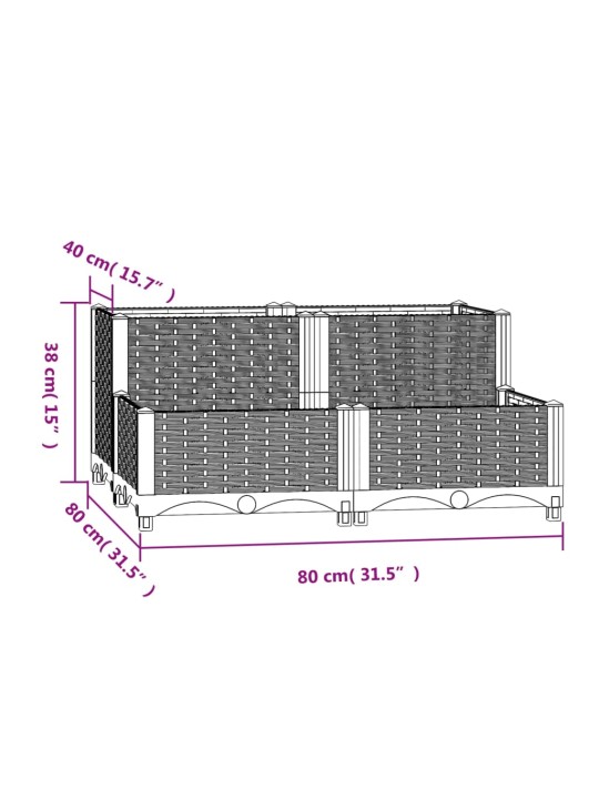 Taimekast 80 x 80 x 38 cm, polüpropüleen