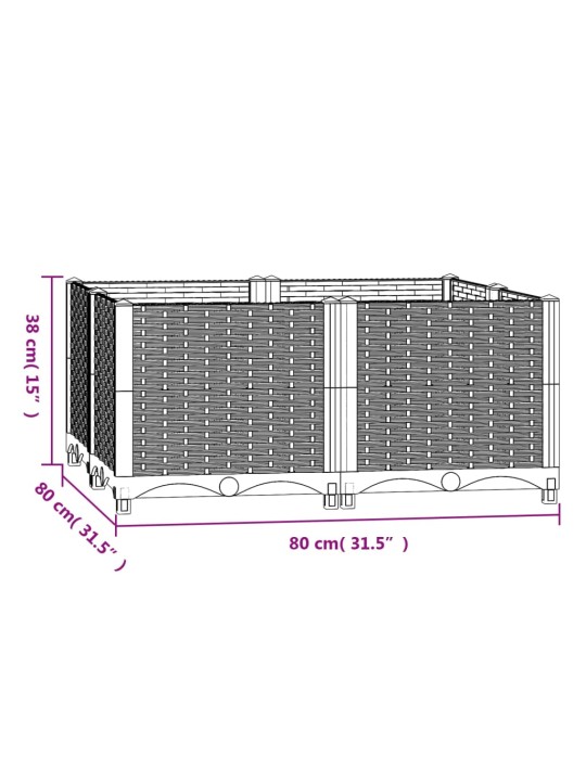 Taimekast 80 x 80 x 38 cm, polüpropüleen