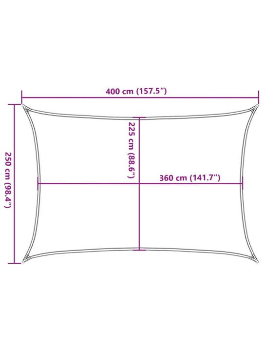 Päikesepuri 160 g/m² antratsiithall 2,5 x 4 m hdpe