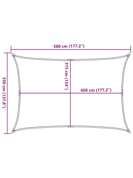 Päikesepuri 160 g/m² antratsiithall 3,5 x 5 m hdpe