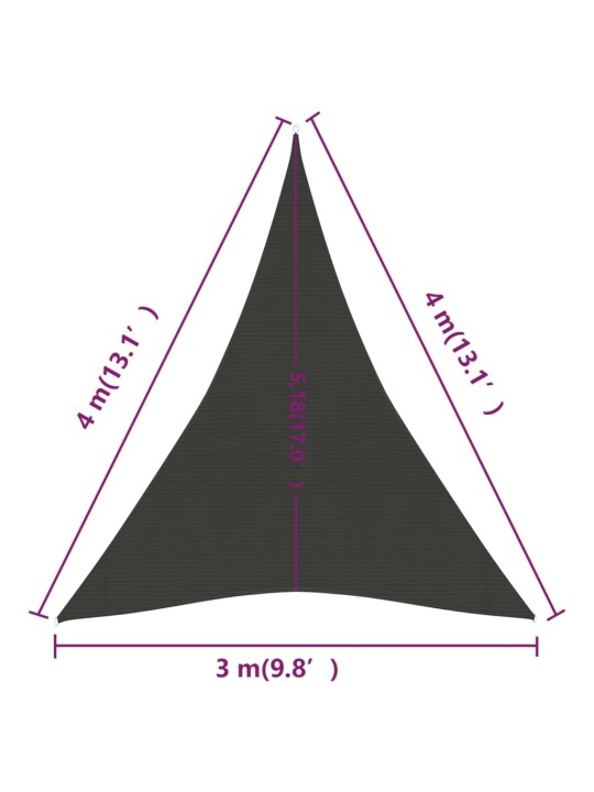 Päikesepuri 160 g/m² antratsiithall 3x4x4 m hdpe