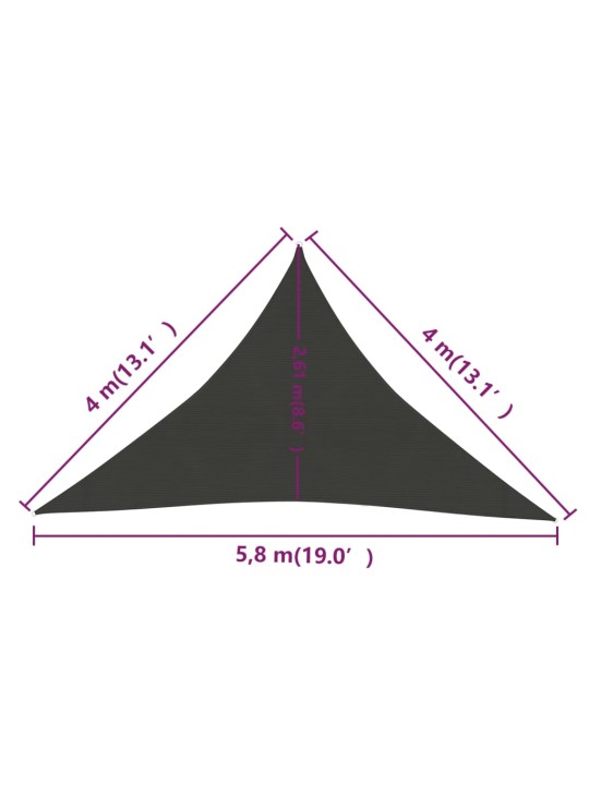 Päikesepuri 160 g/m² antratsiit 4 x 4 x 5,8 m hdpe