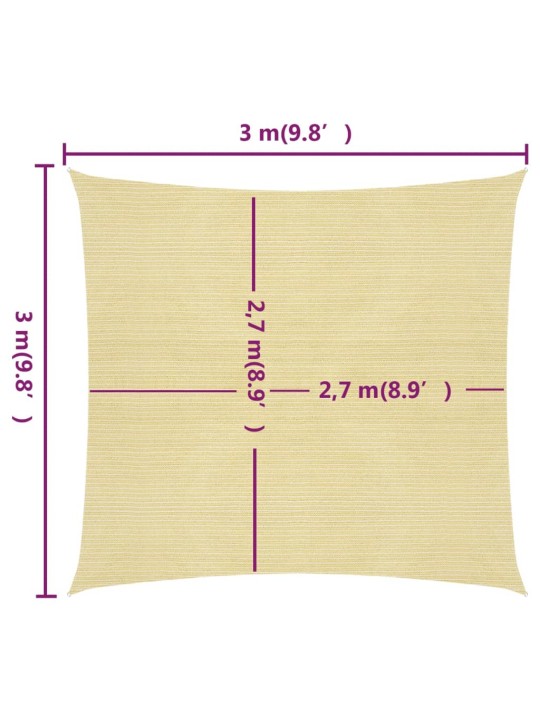 Päikesepuri, 160 g/m², beež, 3 x 3 m hdpe