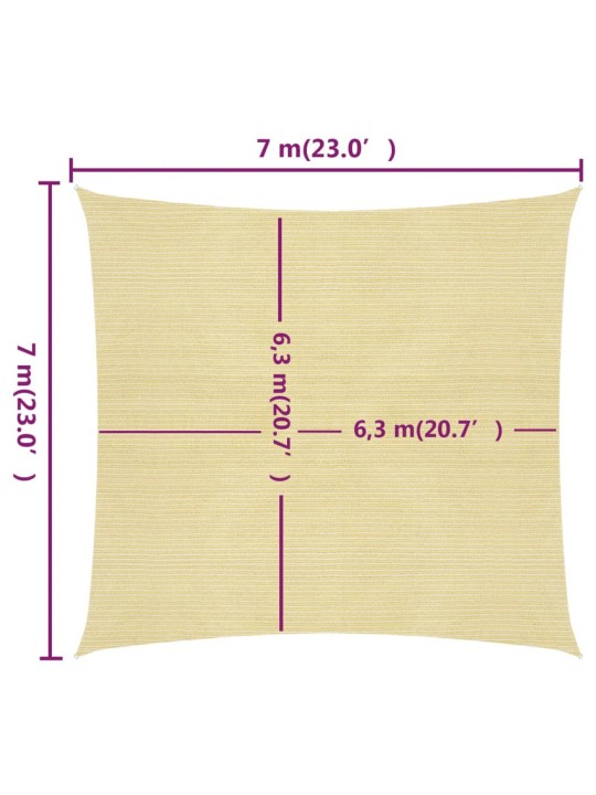 Päikesepuri, 160 g/m², beež, 7 x 7 m hdpe