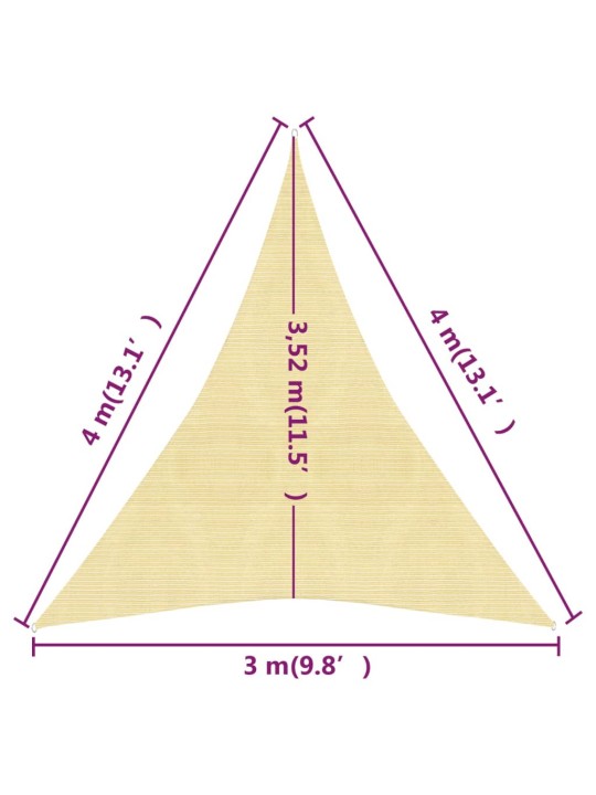 Päikesepuri 160 g/m² beež, 3 x 4 x 4 m hdpe