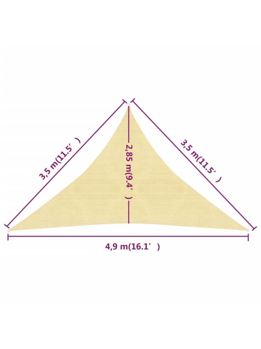 Päikesepuri 160 g/m² beež, 3,5 x 3,5 x 4,9 m hdpe