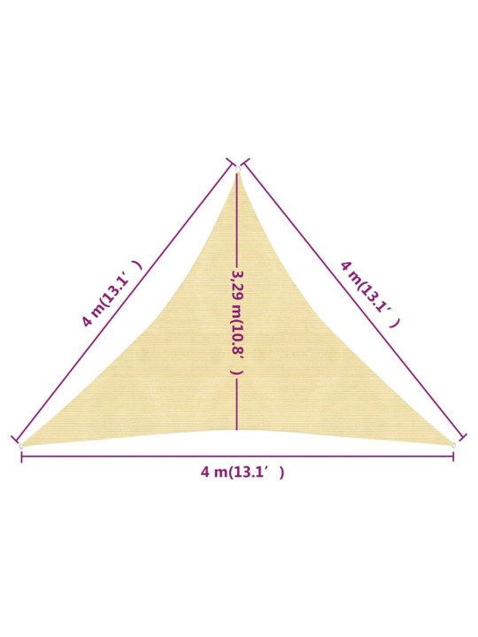 Päikesepuri 160 g/m², beež, 4 x 4 x 4 m, hdpe