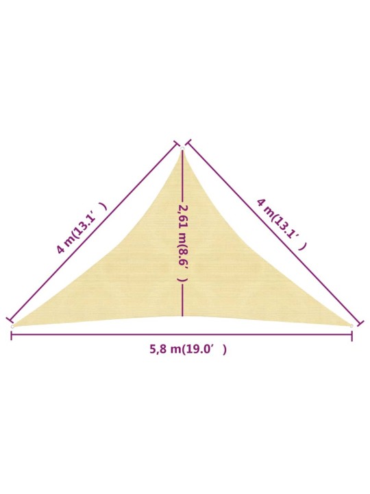 Päikesepuri 160 g/m² beež, 4 x 4 x 5,8 m hdpe