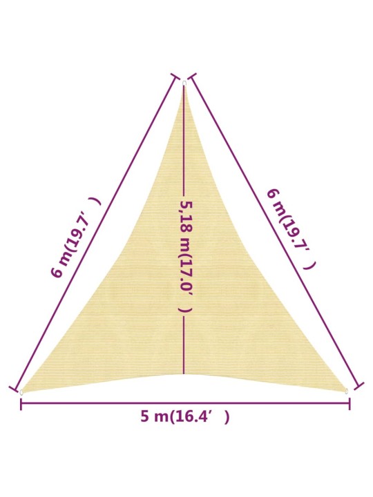 Päikesepuri 160 g/m² beež, 5 x 6 x 6 m, hdpe