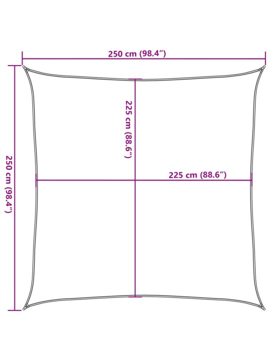 Päikesepuri 160 g/m² kandiline, terrakota, 2,5 x 2,5 m, hdpe