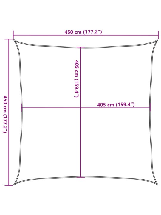 Päikesepuri 160 g/m² kandiline, terrakota, 4,5x4,5 m, hdpe