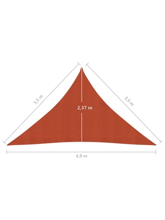 Päikesepuri 160 g/m² terrakota, 3,5 x 3,5 x 4,9 m, hdpe